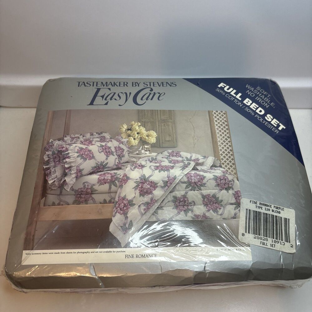 Vintage NEW FULL Size Sheet Set Tastemaker By Stevens Easy Care Fine Romance